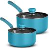 imageUtopia Kitchen Nonstick Saucepan Set with Lid 1 Quart and 2 Quarts Multipurpose Pots Set for Home Kitchen or Restaurant GreyBlackTurquoiseBlack