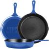 imageUtopia Kitchen Saute Fry Pan  PreSeasoned Cast Iron Skillet Set 3Piece  Frying Pan  6 Inch 8 Inch and 10 Inch Cast Iron Set  Cooking Gift for Men ampamp Women BlackBlue