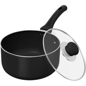 imageUtopia Kitchen 2 Quart Nonstick Saucepan with Detachable handle ampamp Glass Lid Grey  BlackBlack  Black