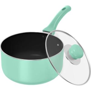 imageUtopia Kitchen 2 Quart Nonstick Saucepan with Detachable handle ampamp Glass Lid Grey  BlackGreen  Black