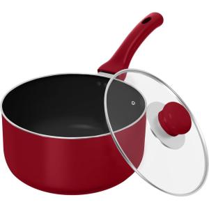 imageUtopia Kitchen 2 Quart Nonstick Saucepan with Detachable handle ampamp Glass Lid Grey  BlackRed  Black