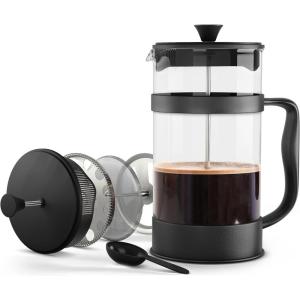 imageUtopia Kitchen 34 Ounce 1 Liter French Press Coffee Maker Tea Maker Travel Coffee Presses Heat Resistant Thickened Borosilicate Coffee Pot for Camping Travel Gifts Black Pack of 1Black