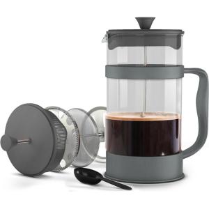 imageUtopia Kitchen 34 Ounce 1 Liter French Press Coffee Maker Tea Maker Travel Coffee Presses Heat Resistant Thickened Borosilicate Coffee Pot for Camping Travel Gifts Black Pack of 1Grey