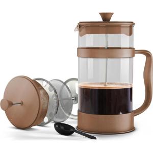 imageUtopia Kitchen 34 Ounce 1 Liter French Press Coffee Maker Tea Maker Travel Coffee Presses Heat Resistant Thickened Borosilicate Coffee Pot for Camping Travel Gifts Black Pack of 1Brown