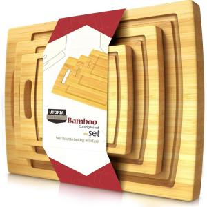 imageUtopia Kitchen Bamboo Cutting Board Set of 3 Wood Cutting Board with Juice Groove Large Medium ampamp Small Wooden Cutting Boards for Kitchen wooden chopping boards for kitchen butcher block NaturalNatural