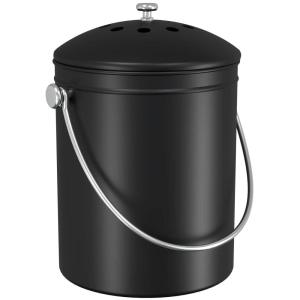 imageUtopia Kitchen Compost Bin for Kitchen Countertop  1 Gallon Compost Bucket for Kitchen with Lid  Includes 1 Spare Charcoal Filter BlackBlack