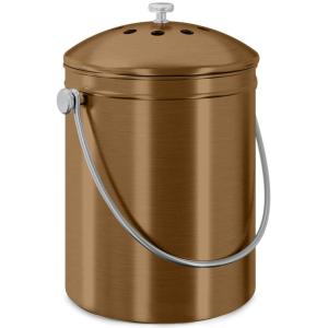imageUtopia Kitchen Compost Bin for Kitchen Countertop  1 Gallon Compost Bucket for Kitchen with Lid  Includes 1 Spare Charcoal Filter BlackBronze