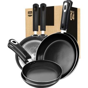 imageUtopia Kitchen Nonstick Frying Pan Set  3 Piece Induction Bottom  8 Inches 95 Inches and 11 Inches GreyBlack  Pack of 4
