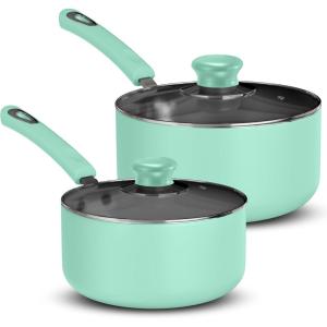 imageUtopia Kitchen Nonstick Saucepan Set with Lid 1 Quart and 2 Quarts Multipurpose Pots Set for Home Kitchen or Restaurant GreyBlackGreenBlack