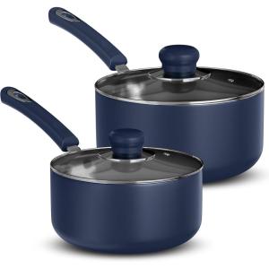imageUtopia Kitchen Nonstick Saucepan Set with Lid 1 Quart and 2 Quarts Multipurpose Pots Set for Home Kitchen or Restaurant GreyBlackMidnight Blue