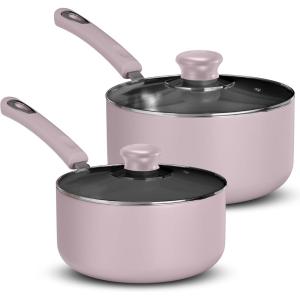 imageUtopia Kitchen Nonstick Saucepan Set with Lid 1 Quart and 2 Quarts Multipurpose Pots Set for Home Kitchen or Restaurant GreyBlackPurpleBlack