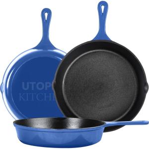 imageUtopia Kitchen Saute Fry Pan  PreSeasoned Cast Iron Skillet Set 3Piece  Frying Pan  6 Inch 8 Inch and 10 Inch Cast Iron Set  Cooking Gift for Men ampamp Women BlackBlue