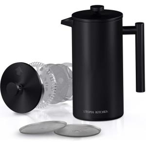imageUtopia Kitchen Stainless Steel French Press Coffee Maker 32 Oz French Press Tea Maker Camping French Press Coffee Maker Cold Brew Portable Travel Coffee Presses Tea Press Gifts SilverBlack