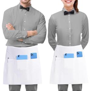 imageUtopia Wear 2 Pack Server Apron with 3 Pockets Waist Apron for Waiter Waitress 12 InchesWhite