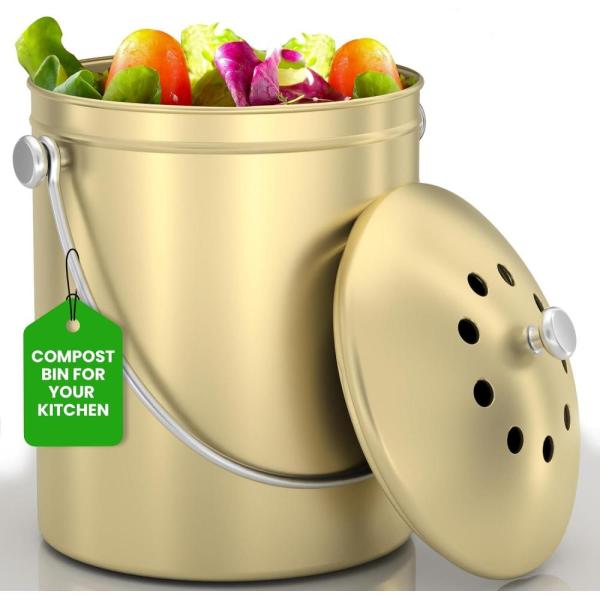 Utopia Kitchen Compost Bin for Kitchen Countertop – 1 Gallon Compost ...