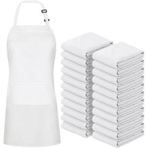imageUtopia Kitchen Unisex Bib Apron Adjustable with 2 Pockets  Pack of 60