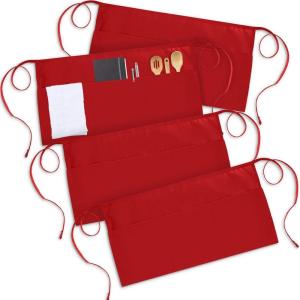 imageUtopia Wear 96 Pack Server Apron with 3 Pockets Waist Apron for Waiter Waitress 12 Inches Red