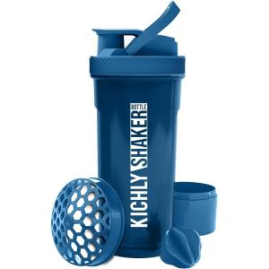 imageKICHLY Shaker Bottle 32 Pack  24 Ounce Plastic Protein Shaker Bottle for Pre ampamp Post workout with Twist ampamp Lock Protein Box Storage Navy