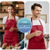 image:imageUtopia Kitchen 4 Pack Bib Apron Adjustable with 2 Pockets Water and Oil Resistant Cooking Kitchen Chef Apron for Women MenRed