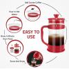 image:imageUtopia Kitchen French Press Espresso and Tea Maker with Triple Filters Stainless Steel Plunger and Heat Resistant Borosilicate Glass Aqua 34oz Pack of 1Red
