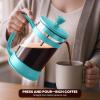 image:imageUtopia Kitchen French Press Espresso and Tea Maker with Triple Filters Stainless Steel Plunger and Heat Resistant Borosilicate Glass Aqua 34oz Pack of 1Aqua