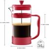 image:imageUtopia Kitchen French Press Espresso and Tea Maker with Triple Filters Stainless Steel Plunger and Heat Resistant Borosilicate Glass Aqua 34oz Pack of 1Red