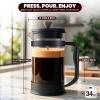 image:imageUtopia Kitchen French Press Espresso and Tea Maker with Triple Filters Stainless Steel Plunger and Heat Resistant Borosilicate Glass Aqua 34oz Pack of 1Black