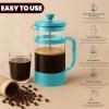 image:imageUtopia Kitchen French Press Espresso and Tea Maker with Triple Filters Stainless Steel Plunger and Heat Resistant Borosilicate Glass Aqua 34oz Pack of 1Aqua