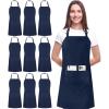 image:imageUtopia Kitchen 10 Pack Bib Apron Adjustable with 2 Pockets Water and Oil Resistant Cooking Kitchen Chef Apron for Women MenNavy