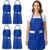image:imageUtopia Kitchen 4 Pack Bib Apron Adjustable with 2 Pockets Water and Oil Resistant Cooking Kitchen Chef Apron for Women MenBlue
