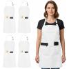 image:imageUtopia Kitchen 4 Pack Bib Apron Adjustable with 2 Pockets Water and Oil Resistant Cooking Kitchen Chef Apron for Women MenWhite