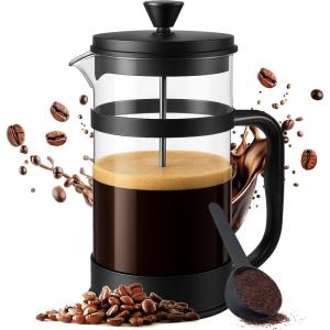 image:imageUtopia Kitchen French Press Espresso and Tea Maker with Triple Filters Stainless Steel Plunger and Heat Resistant Borosilicate Glass Aqua 34oz Pack of 1Black