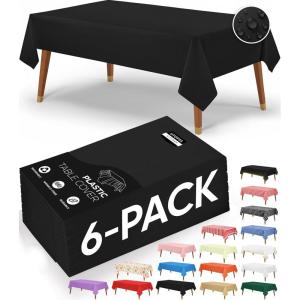 image:imageUtopia Kitchen Plastic Table Cloth Disposable 12 Pack  54x108 Inch Birthday Rectangle Tablecloth Waterproof Stain Resistant Party Table CoverBlack