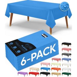 image:imageUtopia Kitchen Plastic Table Cloth Disposable 12 Pack  54x108 Inch Birthday Rectangle Tablecloth Waterproof Stain Resistant Party Table CoverBlue