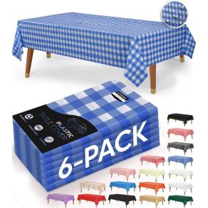 image:imageUtopia Kitchen Plastic Table Cloth Disposable 12 Pack  54x108 Inch Birthday Rectangle Tablecloth Waterproof Stain Resistant Party Table CoverBlue Check