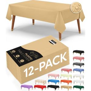 image:imageUtopia Kitchen Plastic Table Cloth Disposable 12 Pack  54x108 Inch Birthday Rectangle Tablecloth Waterproof Stain Resistant Party Table CoverGold
