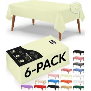 image:imageUtopia Kitchen Plastic Table Cloth Disposable 12 Pack  54x108 Inch Birthday Rectangle Tablecloth Waterproof Stain Resistant Party Table CoverIvory