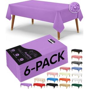 image:imageUtopia Kitchen Plastic Table Cloth Disposable 12 Pack  54x108 Inch Birthday Rectangle Tablecloth Waterproof Stain Resistant Party Table CoverLavender
