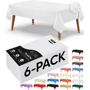 image:imageUtopia Kitchen Plastic Table Cloth Disposable 12 Pack  54x108 Inch Birthday Rectangle Tablecloth Waterproof Stain Resistant Party Table CoverWhite