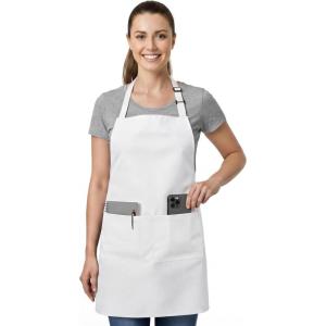 image:imageUtopia Kitchen 1 Pack Bib Apron Adjustable Cooking Apron with 2 Pockets Water Resistant Chef Kitchen Apron for Women MenWhite