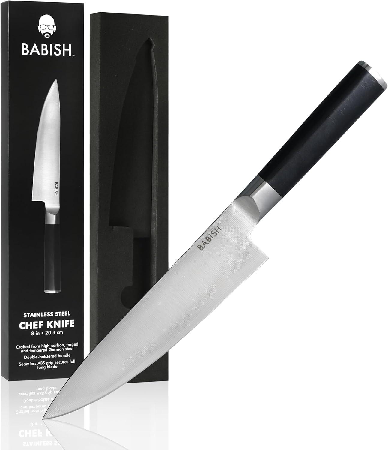 imageBabish HighCarbon 14116 German Steel Cutlery 8quot Chef Kitchen KnifeSteak Knife Set  High Carbon Stainless