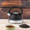 imageMr Coffee Twining 21 Quart Pumpkin Shaped Stainless Steel Whistling Tea Kettle Metallic RedMatte Black