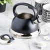 imageMr Coffee Twining 21 Quart Pumpkin Shaped Stainless Steel Whistling Tea Kettle Metallic RedMatte Black