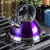 imageMr Coffee Twining 21 Quart Pumpkin Shaped Stainless Steel Whistling Tea Kettle Metallic RedMetallic Purple