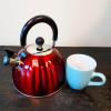 imageMr Coffee Twining 21 Quart Pumpkin Shaped Stainless Steel Whistling Tea Kettle Metallic RedMetallic Red
