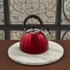 imageMr Coffee Twining 21 Quart Pumpkin Shaped Stainless Steel Whistling Tea Kettle Metallic RedMetallic Red