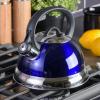 imageMr Coffee Twining 21 Quart Pumpkin Shaped Stainless Steel Whistling Tea Kettle Metallic RedMetallic Royal Blue