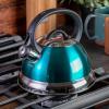 imageMr Coffee Twining 21 Quart Pumpkin Shaped Stainless Steel Whistling Tea Kettle Metallic RedMetallic Teal Green