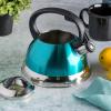 imageMr Coffee Twining 21 Quart Pumpkin Shaped Stainless Steel Whistling Tea Kettle Metallic RedMetallic Teal Green