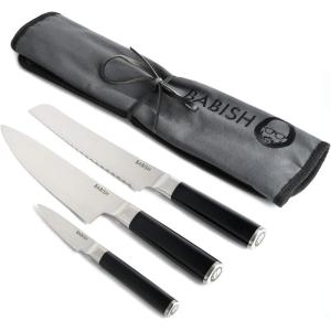 imageBabish HighCarbon 14116 German Steel Cutlery 8quot Chef Kitchen KnifeKnife Roll Set  High Carbon Stainless